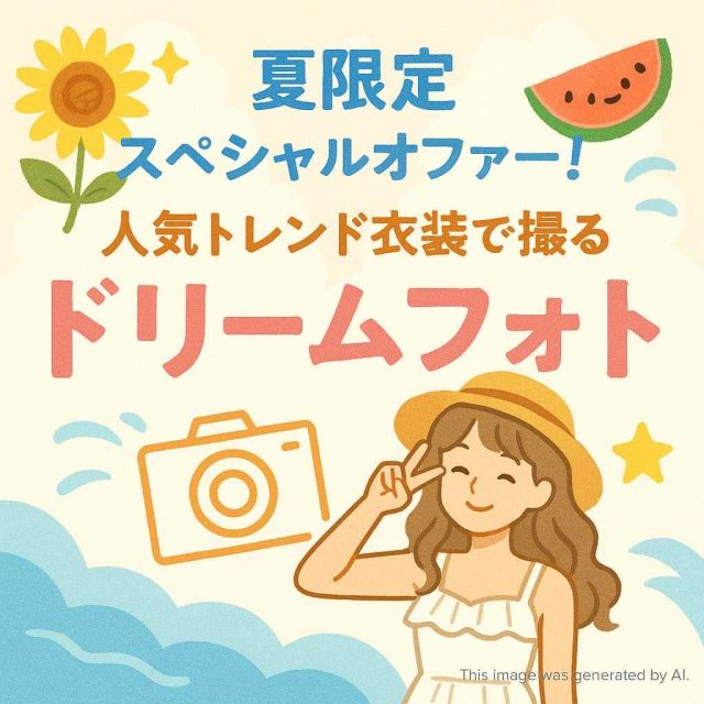 夏限定スペシャルオファー！人気トレンド衣装で撮るドリームフォト