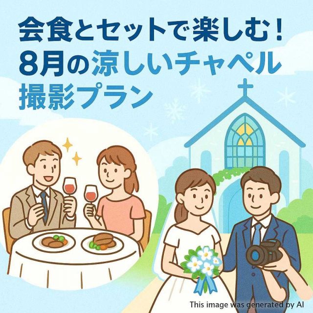 会食とセットで楽しむ！8月の涼しいチャペル撮影プラン
