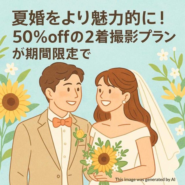 夏婚をより魅力的に！50％offの2着撮影プランが期間限定で