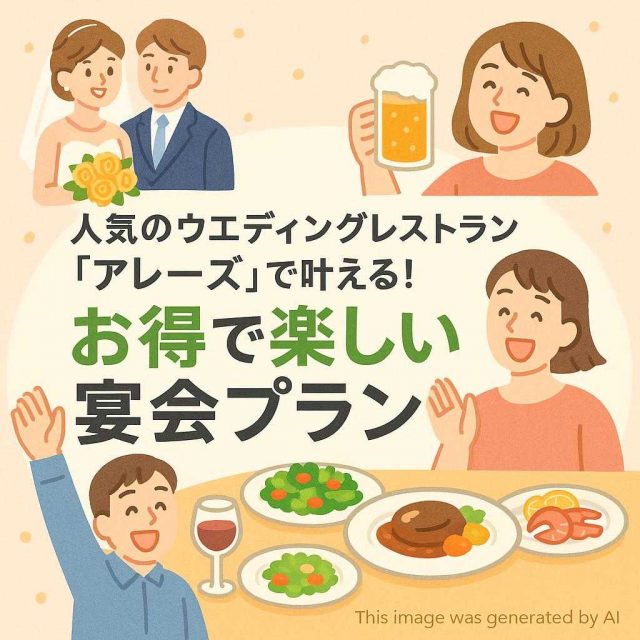 人気のウェディングレストラン「アレーズ」で叶える！お得で楽しい宴会プラン
