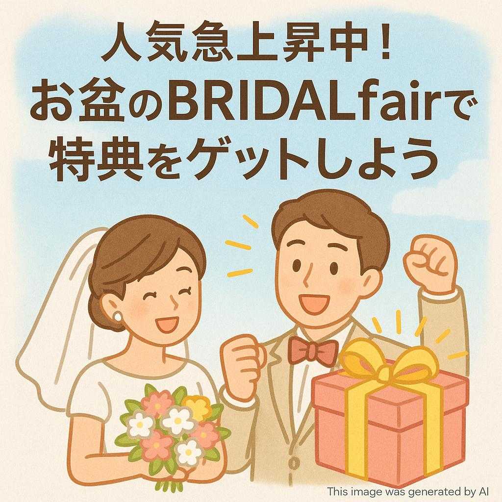 人気急上昇中！お盆のBRIDALfairで特典をゲットしよう