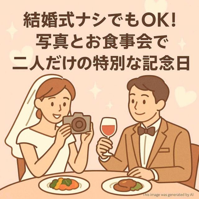 結婚式ナシでもOK！写真とお食事会で二人だけの特別な記念日を