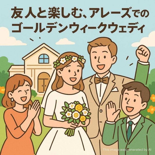 友人と楽しむ、アレーズでのゴールデンウィークウェディング