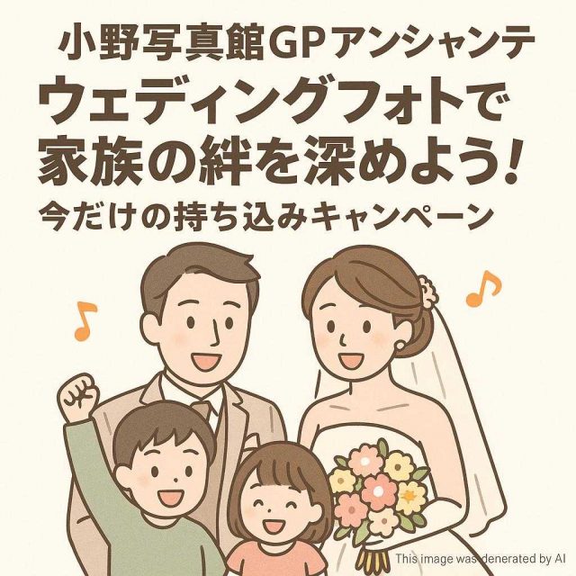 小野写真館GPアンシャンテ ウェディングフォトで家族の絆を深めよう！今だけの持ち込みキャンペーン