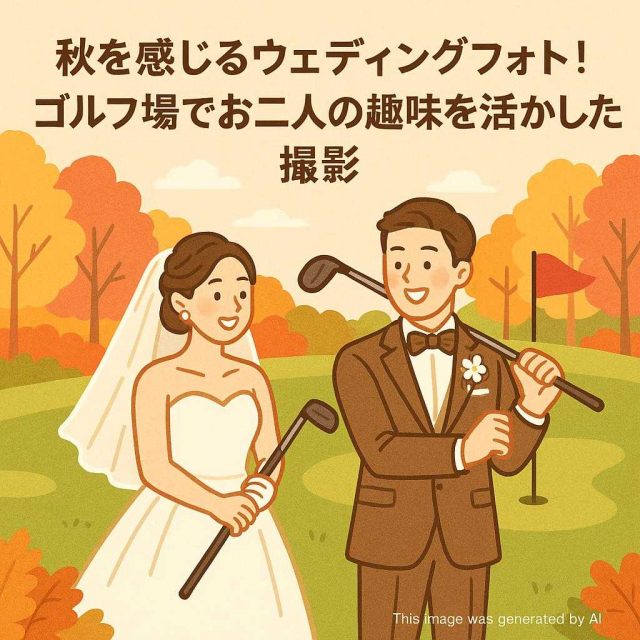 秋を感じるウェディングフォト！ゴルフ場でお二人の趣味を活かした撮影