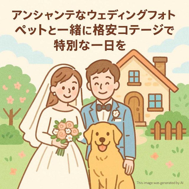 アンシャンテなウェディングフォト: ペットと一緒に格安コテージで特別な一日を