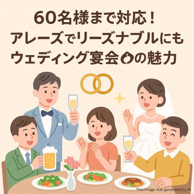 60名様まで対応！アレーズでリーズナブルに楽しむウェディング宴会の魅力