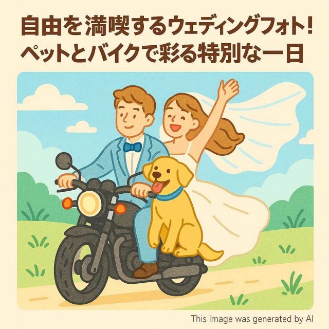 自由を満喫するウェディングフォト！ペットとバイクで彩る特別な一日