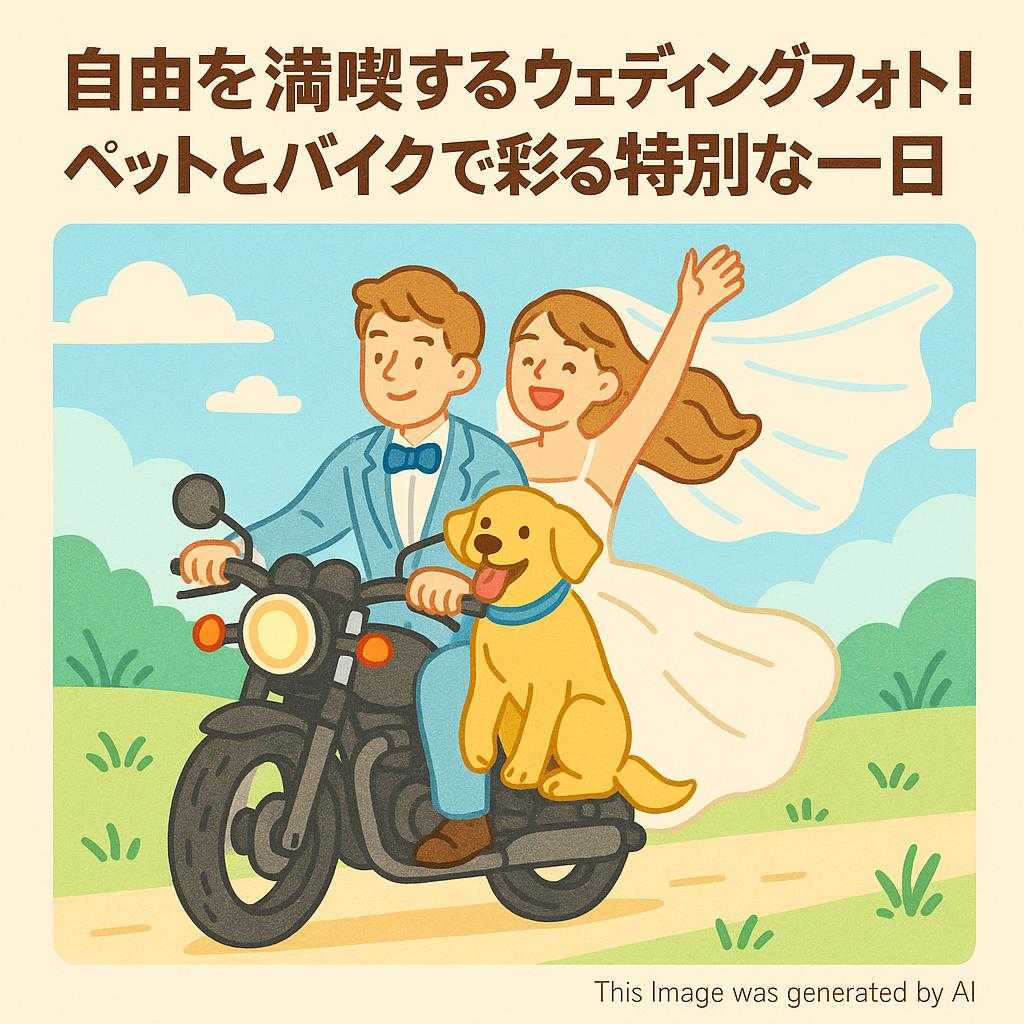 自由を満喫するウェディングフォト！ペットとバイクで彩る特別な一日
