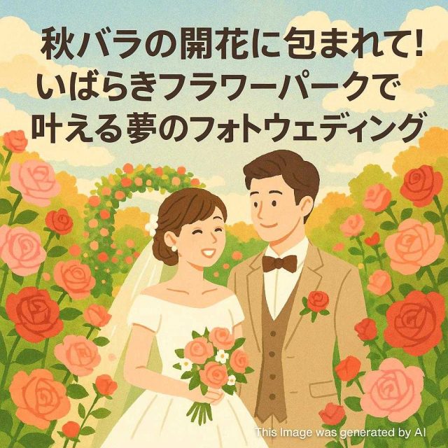 秋バラの開花に包まれて! いばらきフラワーパークで叶える夢のフォトウェディング