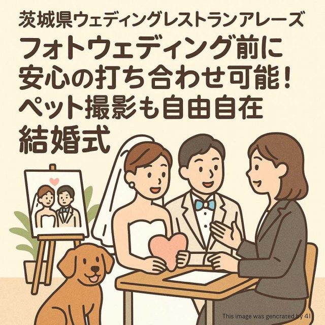 茨城県ウェディングレストランアレーズ フォトウェディング前に安心の打ち合わせ可能！ペット撮影も自由自在 結婚式