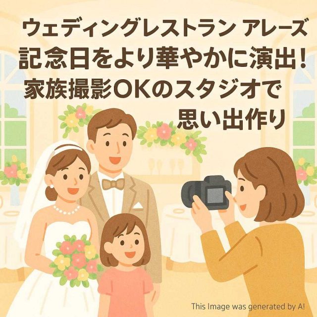 ウェディングレストラン アレーズ記念日をより華やかに演出！家族撮影OKのスタジオで思い出作り