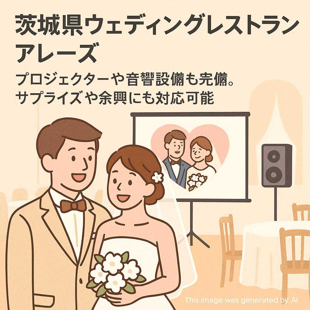 茨城県ウェディングレストランアレーズ プロジェクターや音響設備も完備。サプライズや余興にも対応可能