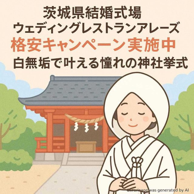 茨城県結婚式場ウェディングレストランアレーズ 格安キャンペーン実施中・白無垢で叶える憧れの神社挙式