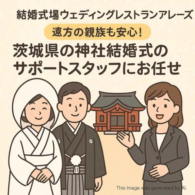 結婚式場ウェディングレストランアレーズ 遠方の親族も安心！茨城県の神社結婚式のサポートスタッフにお任せ