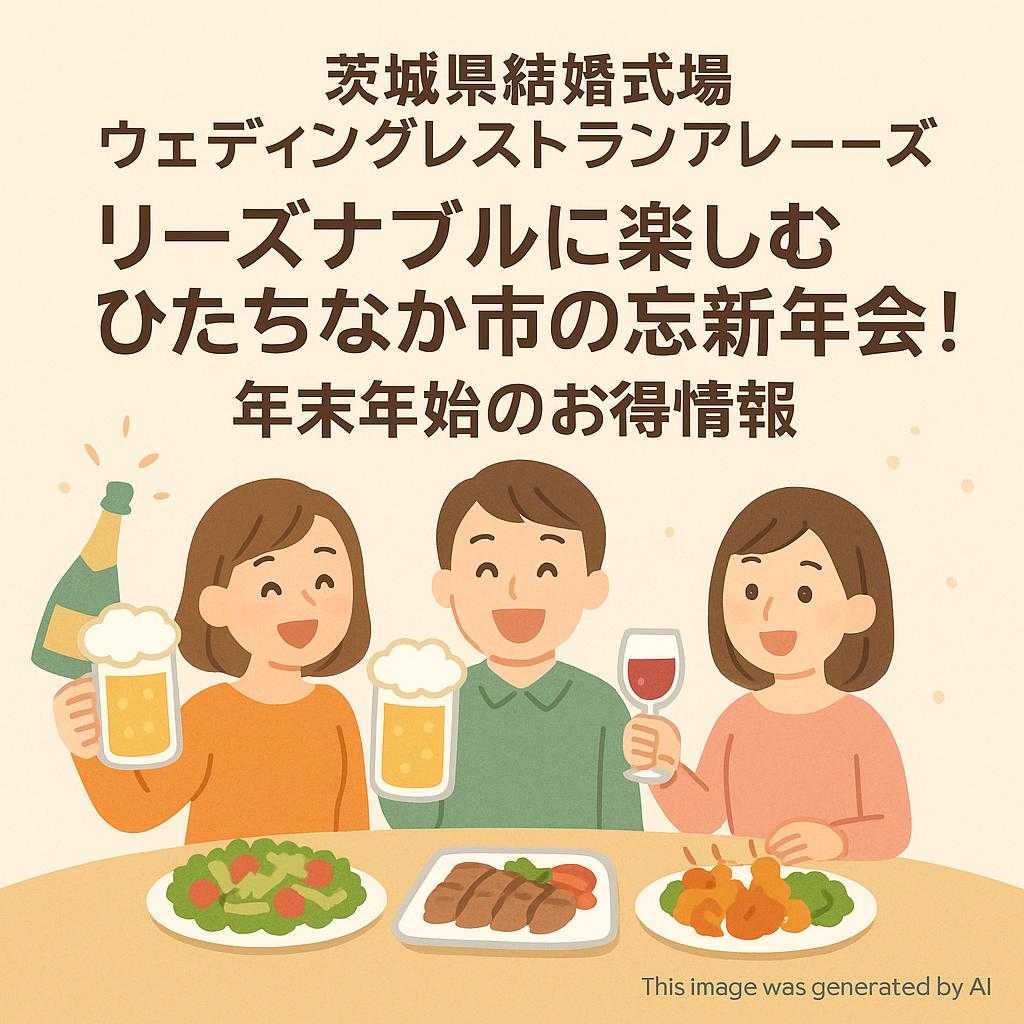 茨城県結婚式場ウェディングレストランアレーズ リーズナブルに楽しむひたちなか市の忘新年会！年末年始のお得情報