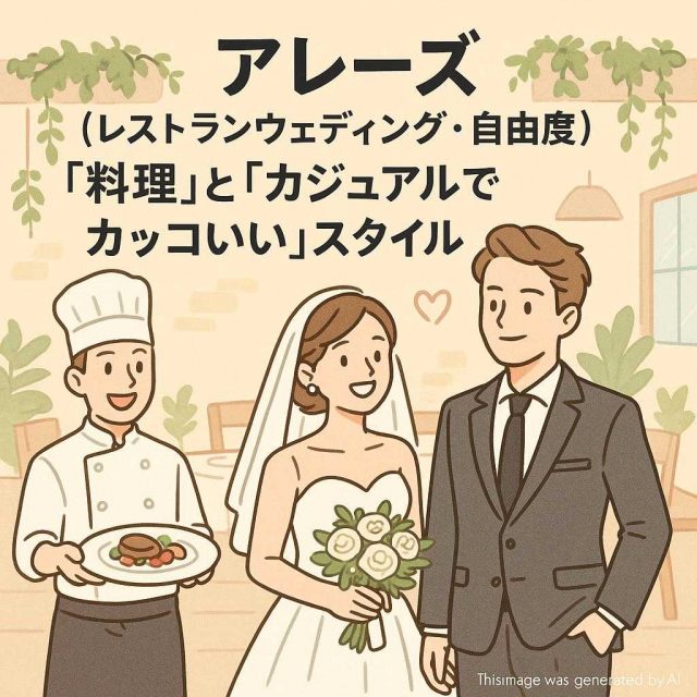 アレーズ（レストランウェディング・自由度） 「料理」と「カジュアルでカッコいい」スタイル