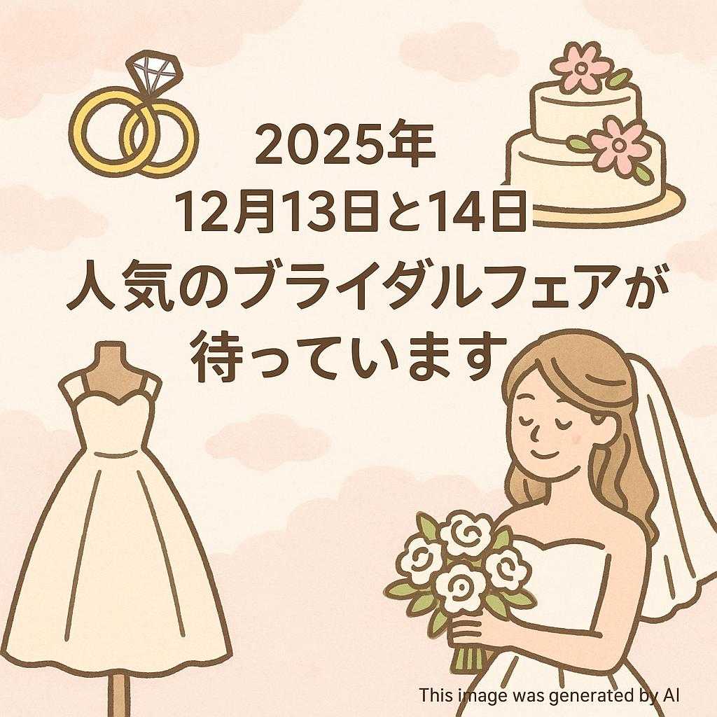 2025年12月13日と14日 人気のブライダルフェアが待っています