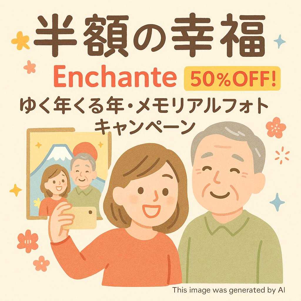 【半額の幸福】Enchante 50%OFF! ゆく年くる年・メモリアルフォトキャンペーン