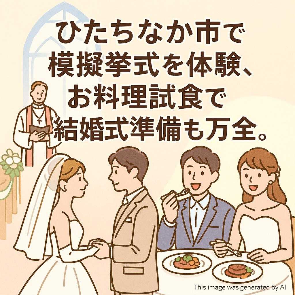 ひたちなか市で模擬挙式を体験、お料理試食で結婚式準備も万全