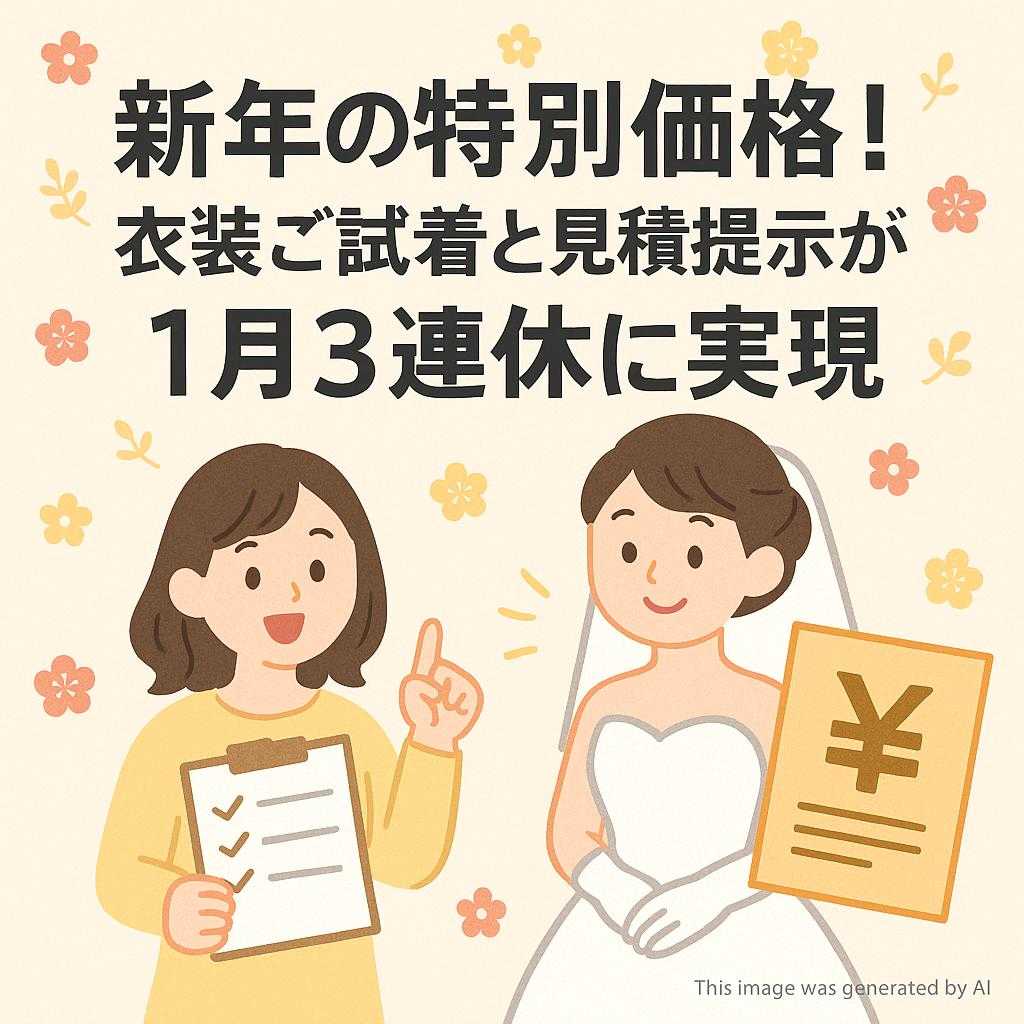 新年の特別価格！衣装ご試着と見積提示が１月３連休に実現