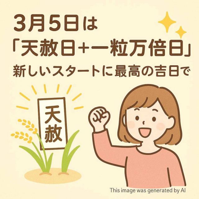 3月5日は「天赦日＋一粒万倍日」✨ 新しいスタートに最高の吉日です