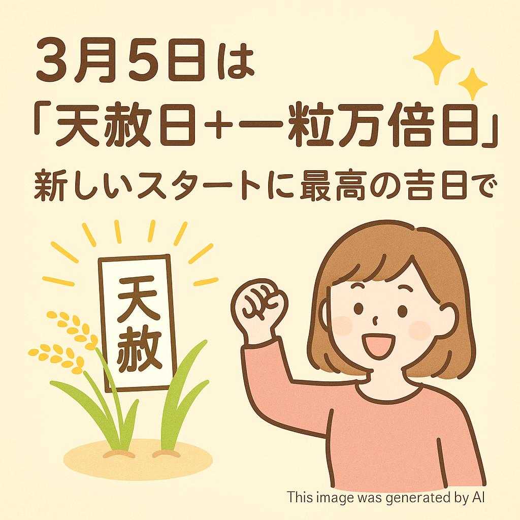 3月5日は「天赦日+一粒万倍日」✨ 新しいスタートに最高の吉日です