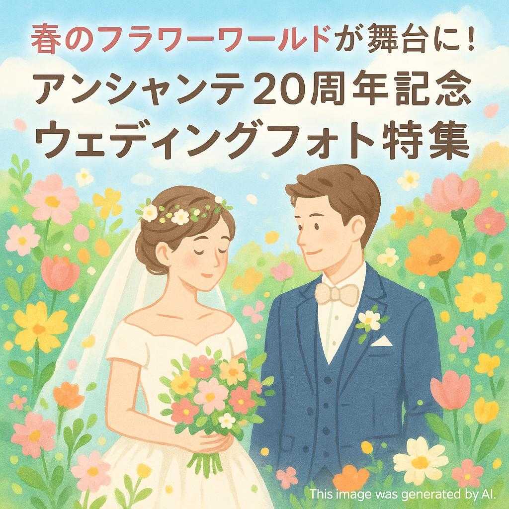 春のフラワーワールドが舞台に！アンシャンテ20周年記念ウェディングフォト特集