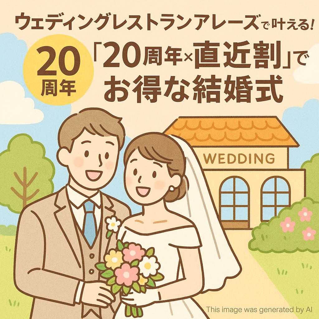 ウェディングレストランアレーズで叶える！「20周年×直近割」でお得な結婚式