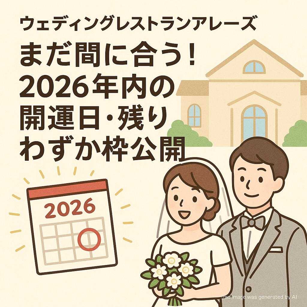 ウェディングレストランアレーズ「まだ間に合う！2026年内の開運日・残りわずか枠公開」