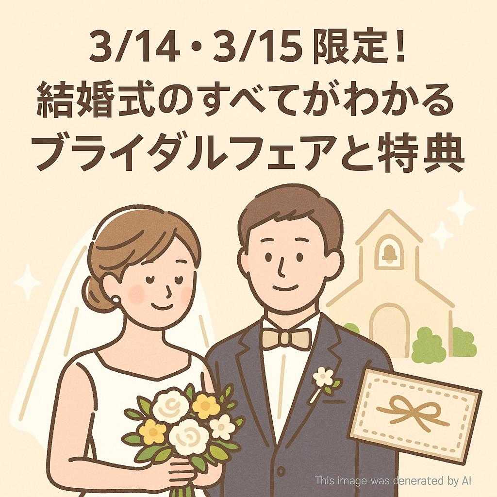 3/14・3/15限定！結婚式のすべてがわかるブライダルフェアと特典