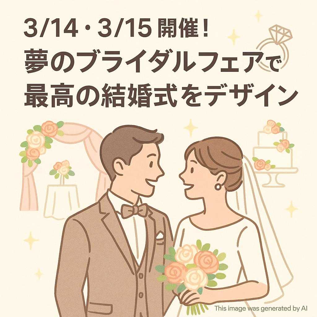 3/14・3/15開催！夢のブライダルフェアで最高の結婚式をデザイン