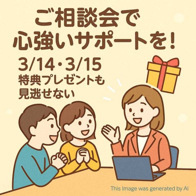 ご相談会で心強いサポートを！3/14・3/15特典プレゼントも見逃せない
