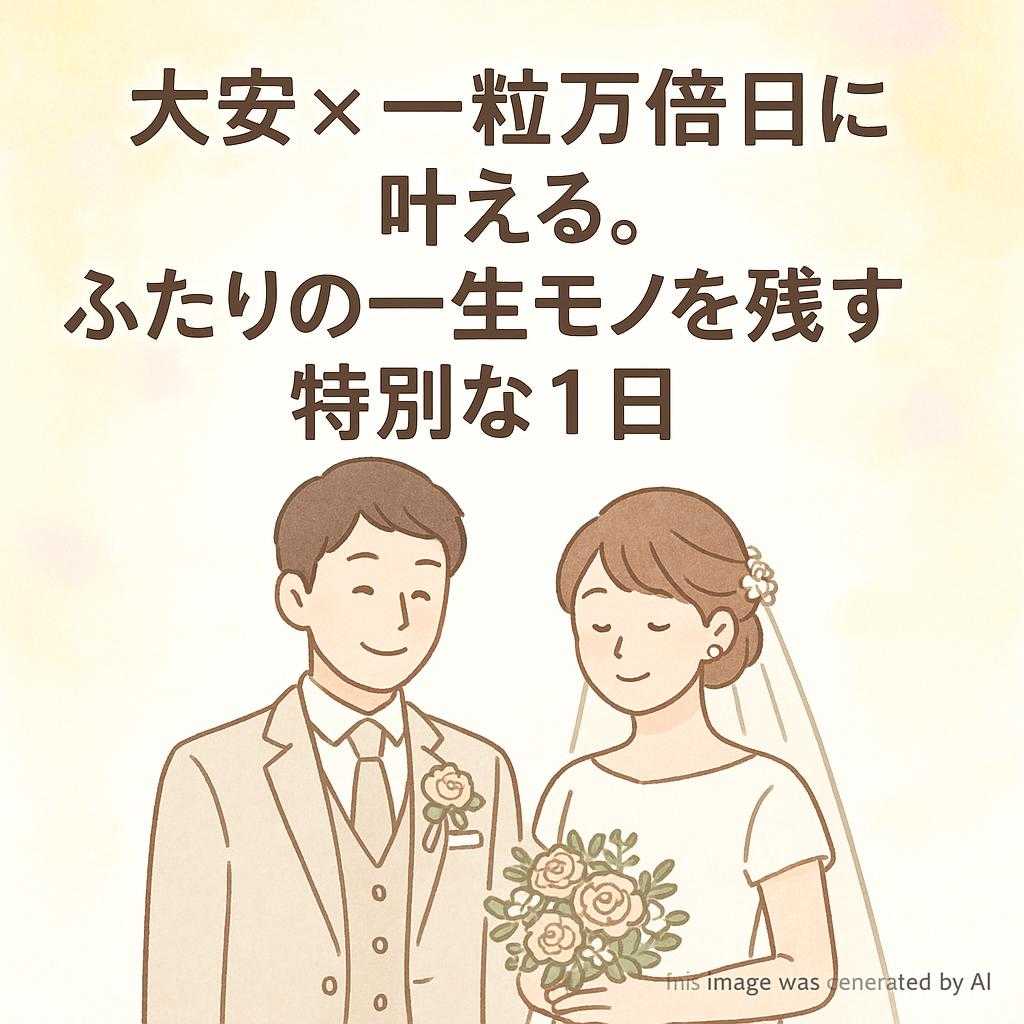 「大安×一粒万倍日に叶える。ふたりの一生モノを残す特別な1日」