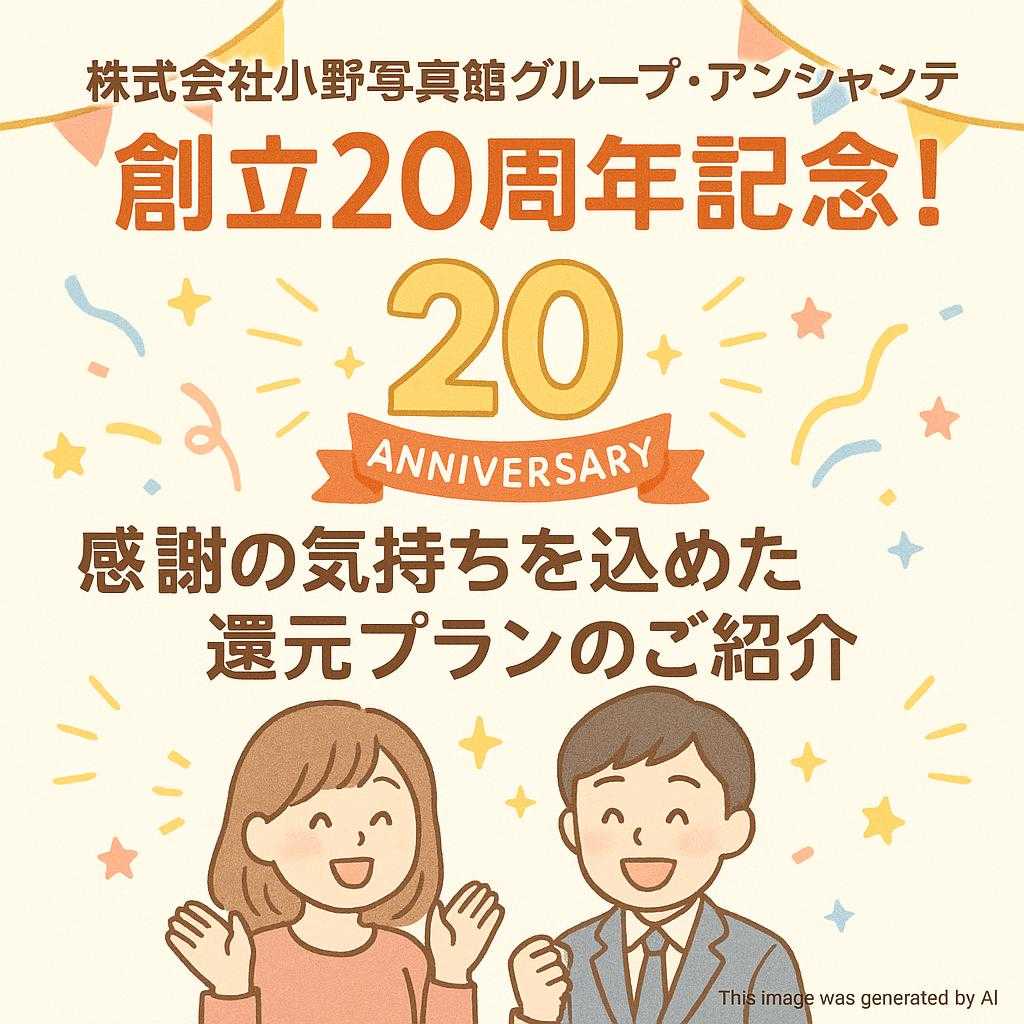 株式会社小野写真館グループ・アンシャンテ創立20周年記念！感謝の気持ちを込めた還元プランのご紹介