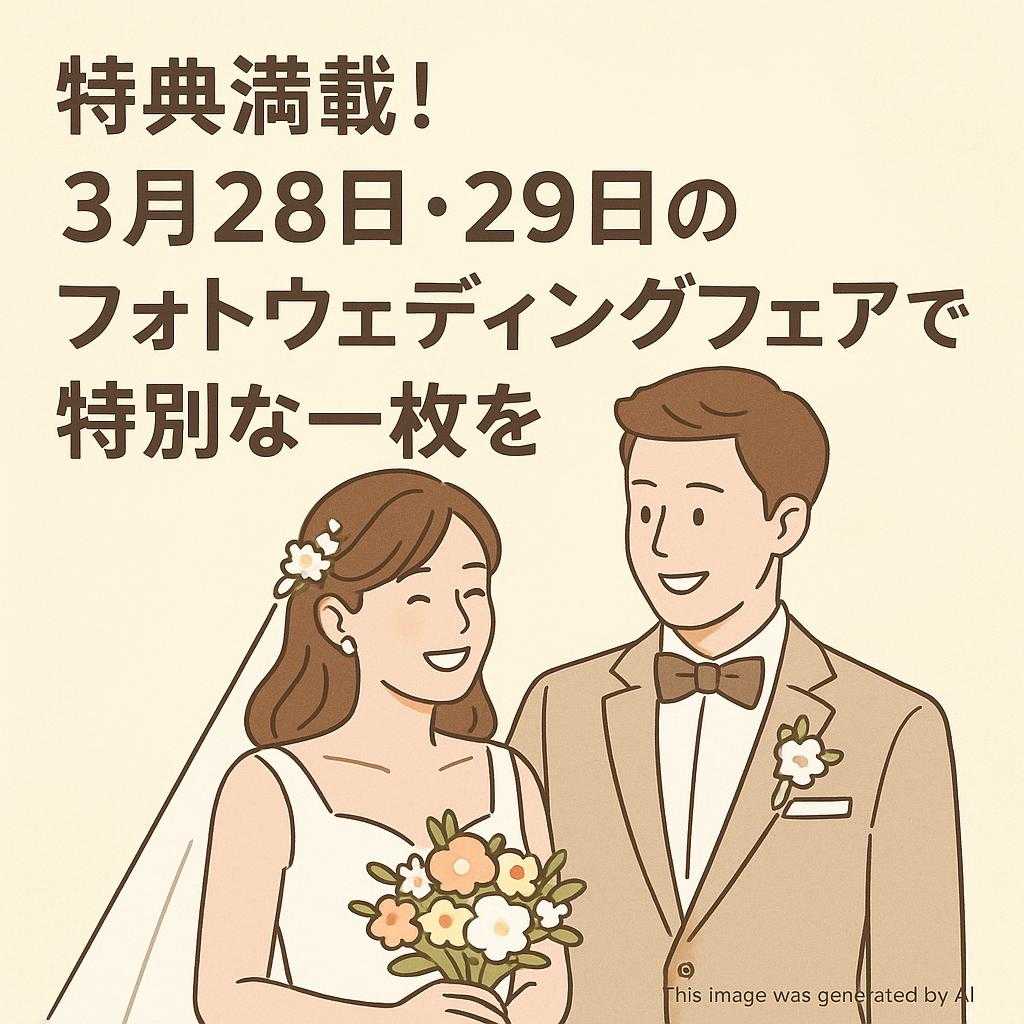 特典満載！3月28日・29日のフォトウェディングフェアで特別な一枚を