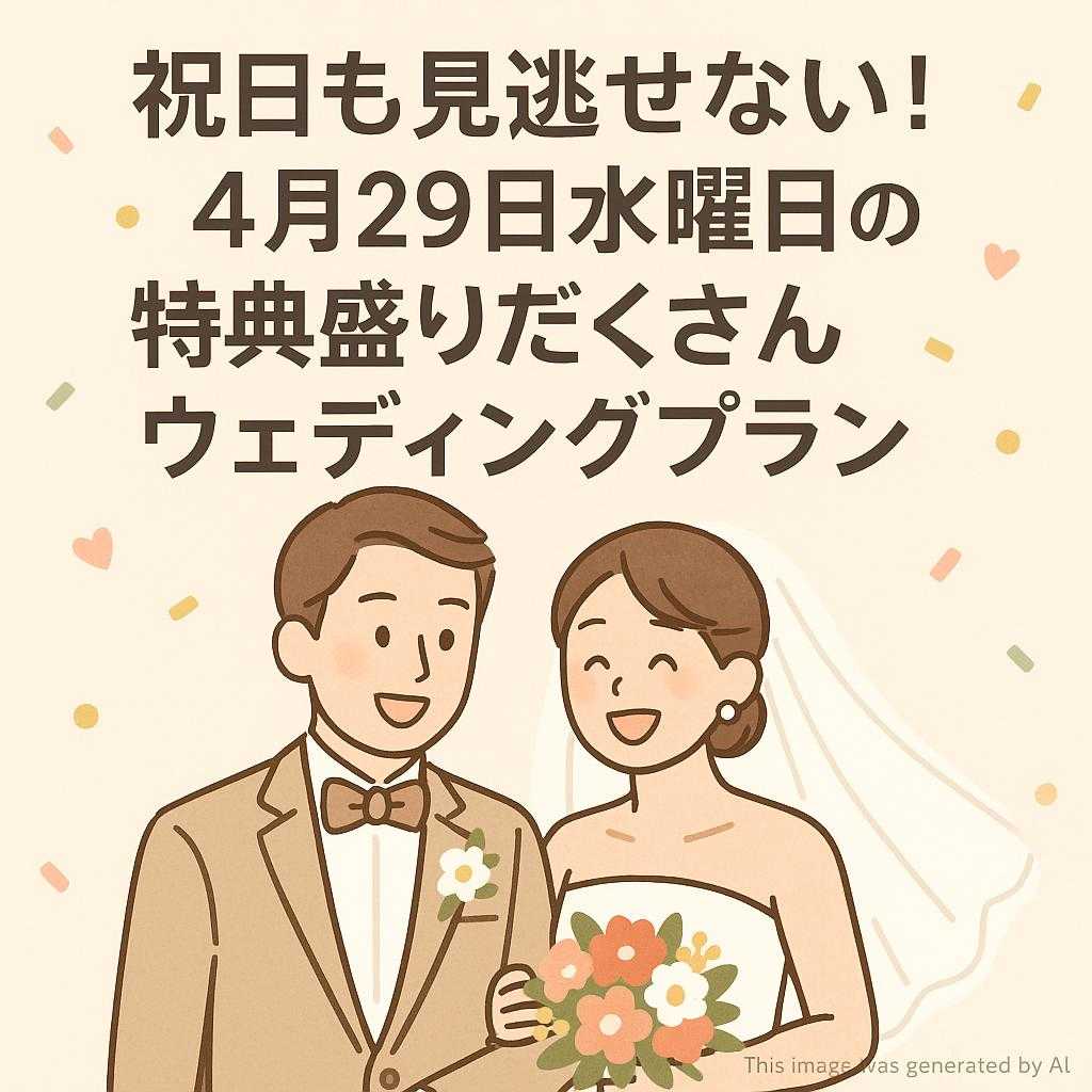 祝日も見逃せない！4月29日水曜日の特典盛りだくさんウェディングプラン