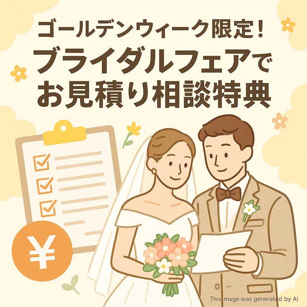 ゴールデンウィーク限定！ブライダルフェアでお見積り相談特典