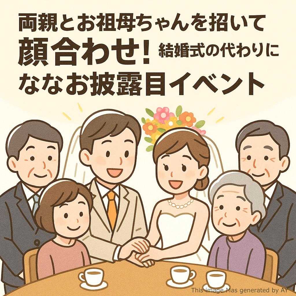両親とお祖母ちゃんを招いて顔合わせ！結婚式の代わりになるお披露目イベント