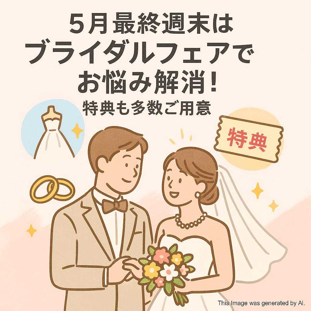 5月最終週末はブライダルフェアでお悩み解消！特典も多数ご用意
