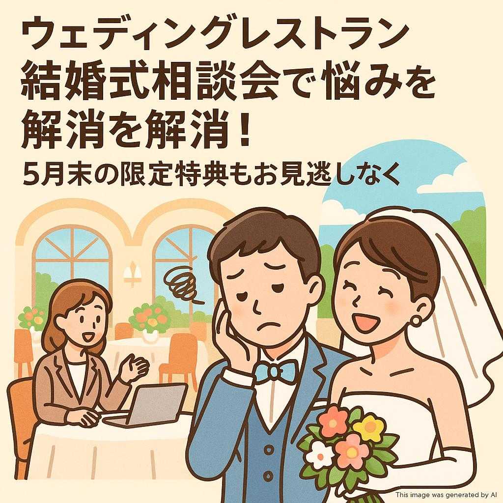 ウェディングレストラン結婚式相談会で悩みを解消！5月末の限定特典もお見逃しなく