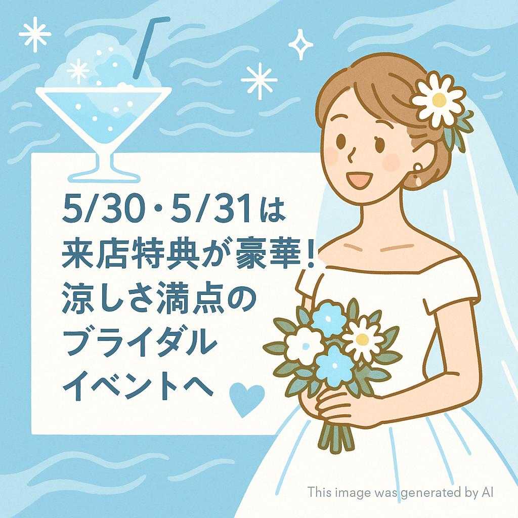 5/30・5/31は来店特典が豪華！涼しさ満点のブライダルイベントへ