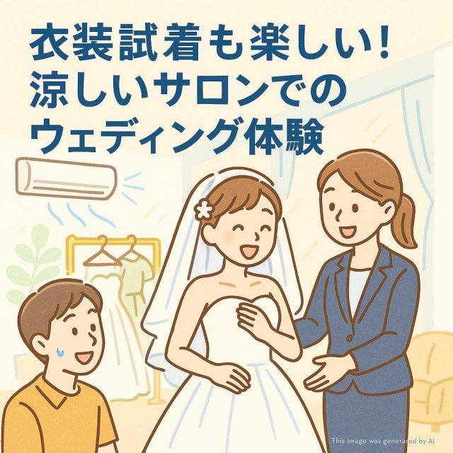 衣装試着も楽しい！涼しいサロンでのウェディング体験