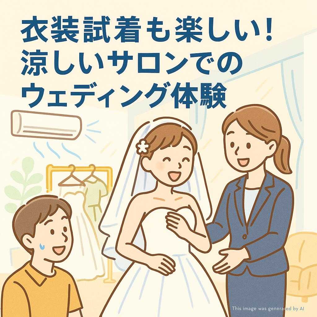 衣装試着も楽しい！涼しいサロンでのウェディング体験