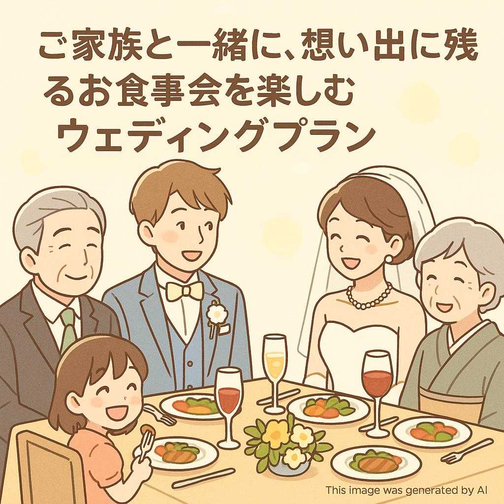 ご家族と一緒に、想い出に残るお食事会を楽しむウェディングプラン
