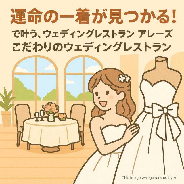 運命の一着が見つかる！で叶う、ウェディングレストランアレーズこだわりのウェディングレストラン