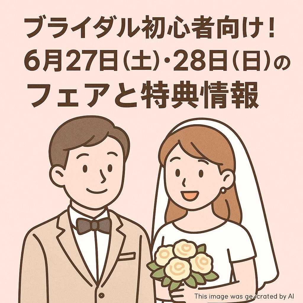 ブライダル初心者向け！6月27日（土）・28日（日）のフェアと特典情報