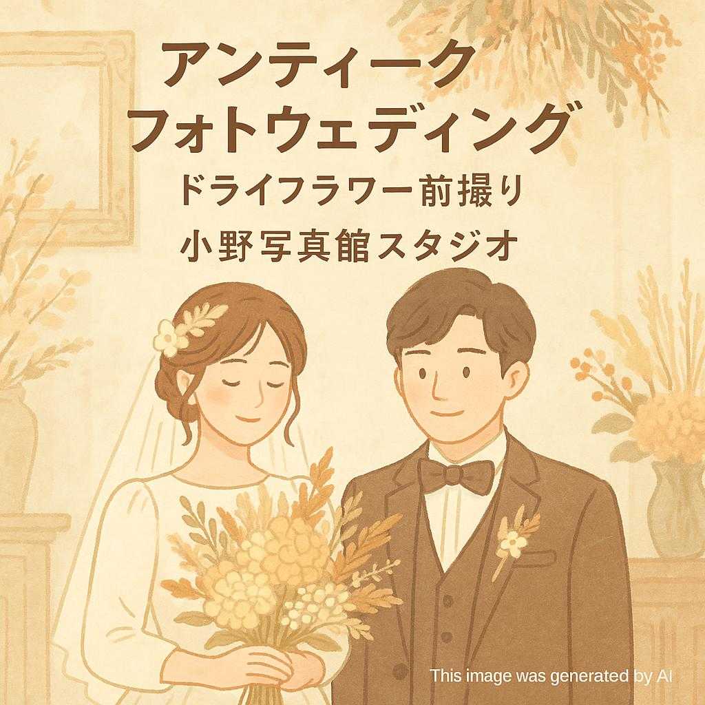 アンティーク フォトウェディング, ドライフラワー 前撮り, 小野写真館 スタジオ