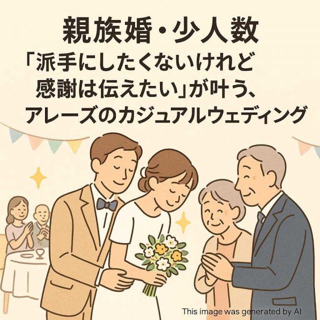 【親族婚・少人数】「派手にしたくないけれど感謝は伝えたい」が叶う、アレーズのカジュアルウェディング