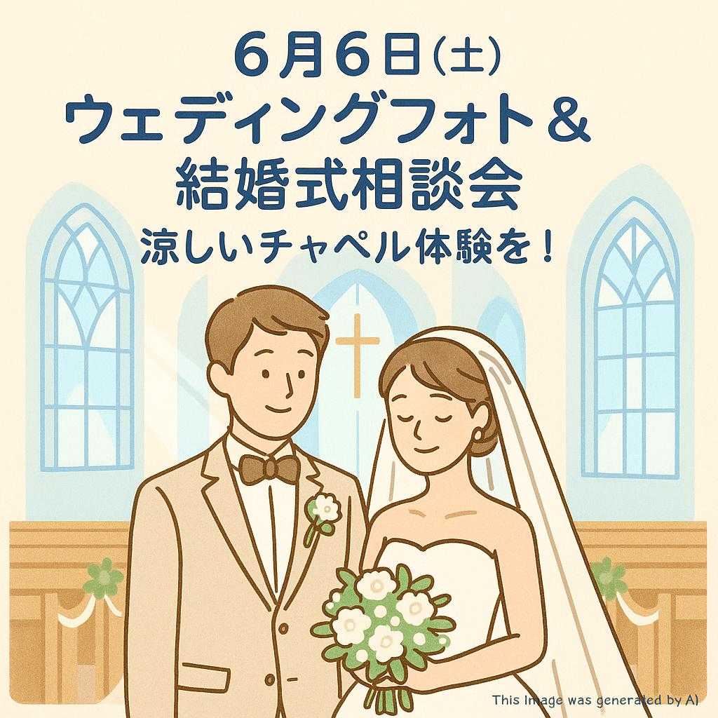 6月6日（土）ウェディングフォト＆結婚式相談会-涼しいチャペル体験を！